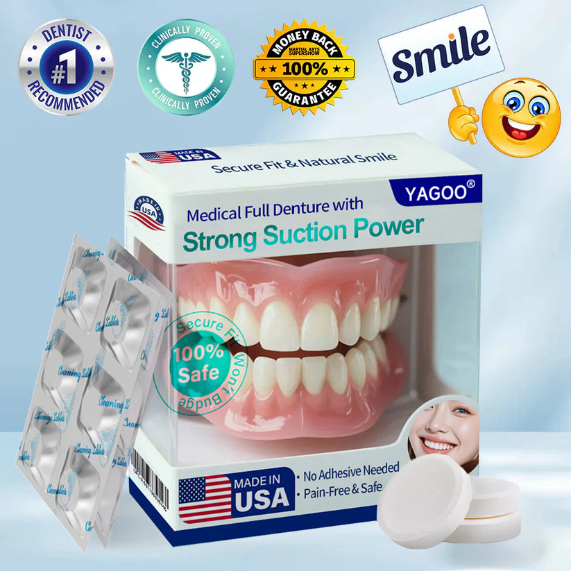 🦷 YAGOO® Medical Full Denture with Strong Suction ✅ Made and Shipped from the(USA)