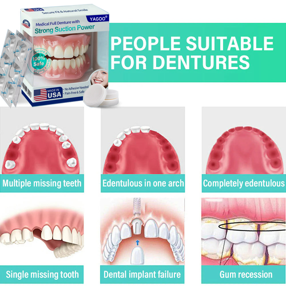 🦷 YAGOO® Medical Full Denture with Strong Suction ✅ Made and Shipped from the(USA)